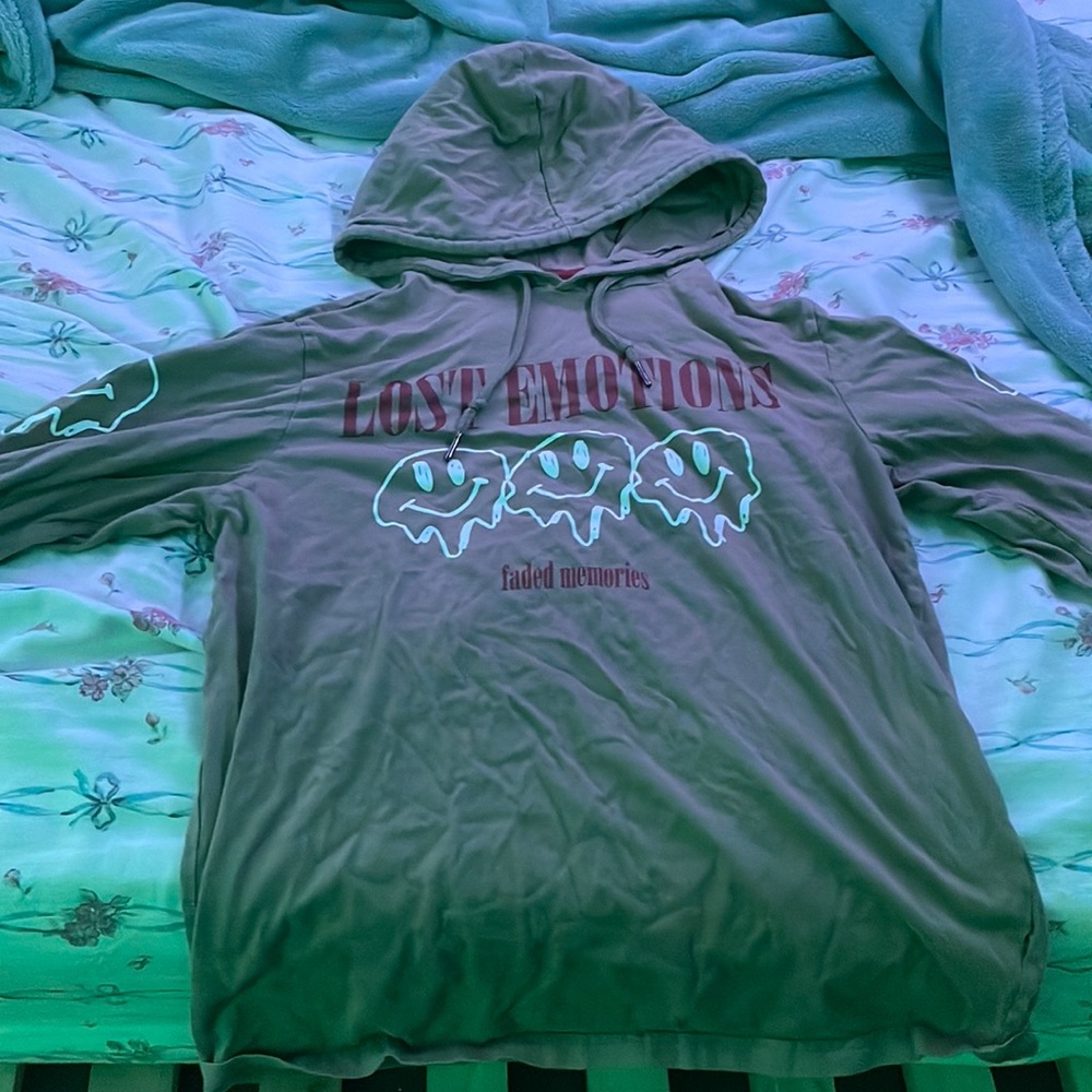Lost emotions hooded long sleeved shirt